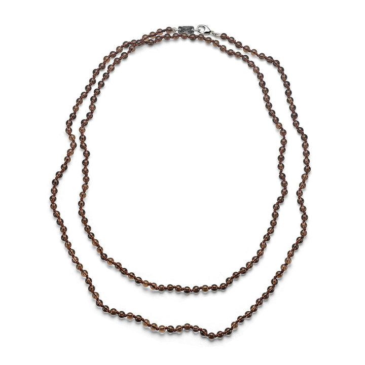Long Smokey Topaz Beaded Necklace