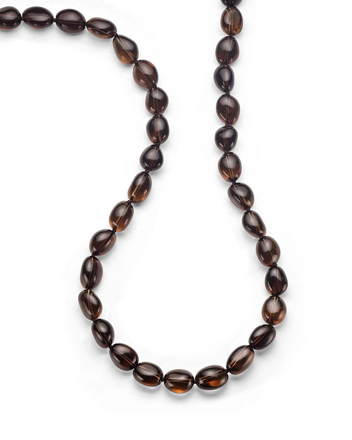Long Smokey Topaz Beaded Necklace