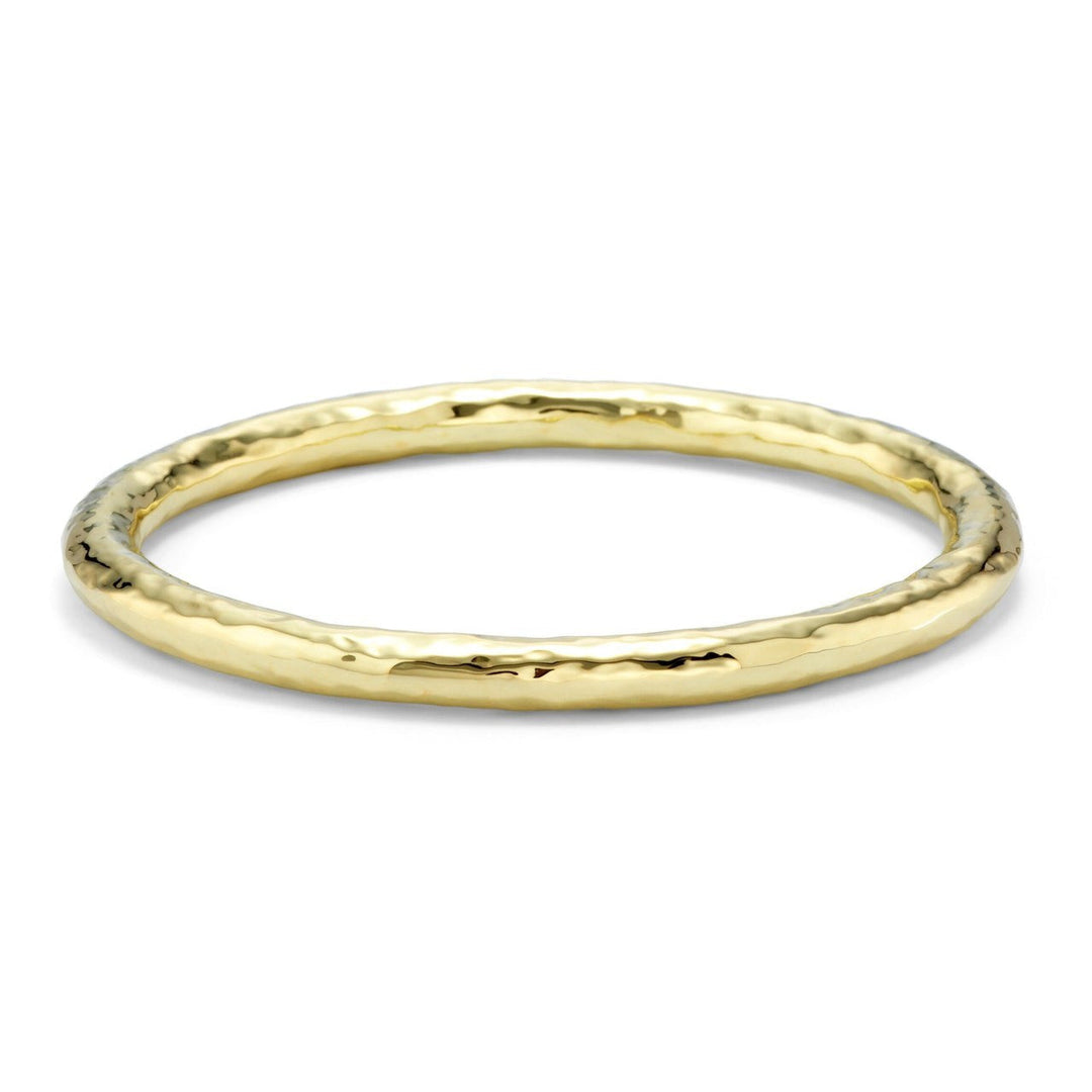 18K Gold Large Hammered Bangle Bracelet - Side Angle | IPPOLITA