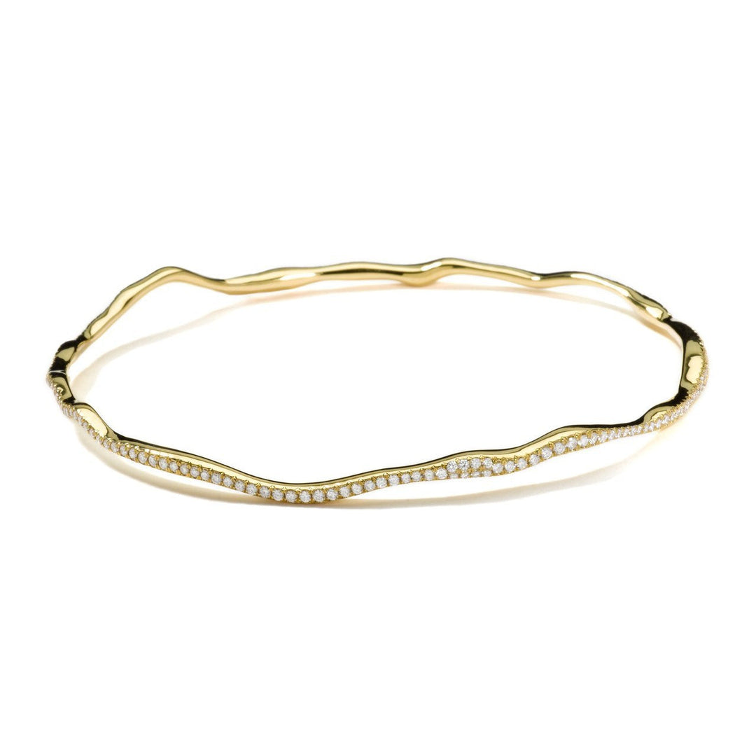 Yellow Gold Diamond Coral Reef Bangle with Sculptural Profile - Side View | IPPOLITA