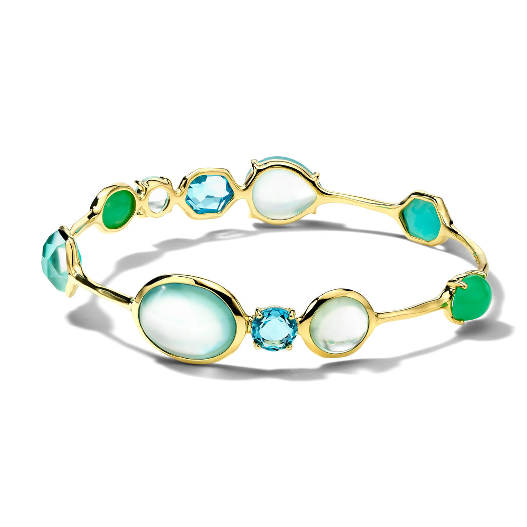 Green Turquoise Stone 18K Gold Gelato Kiss Bangle - Product View | IPPOLITA