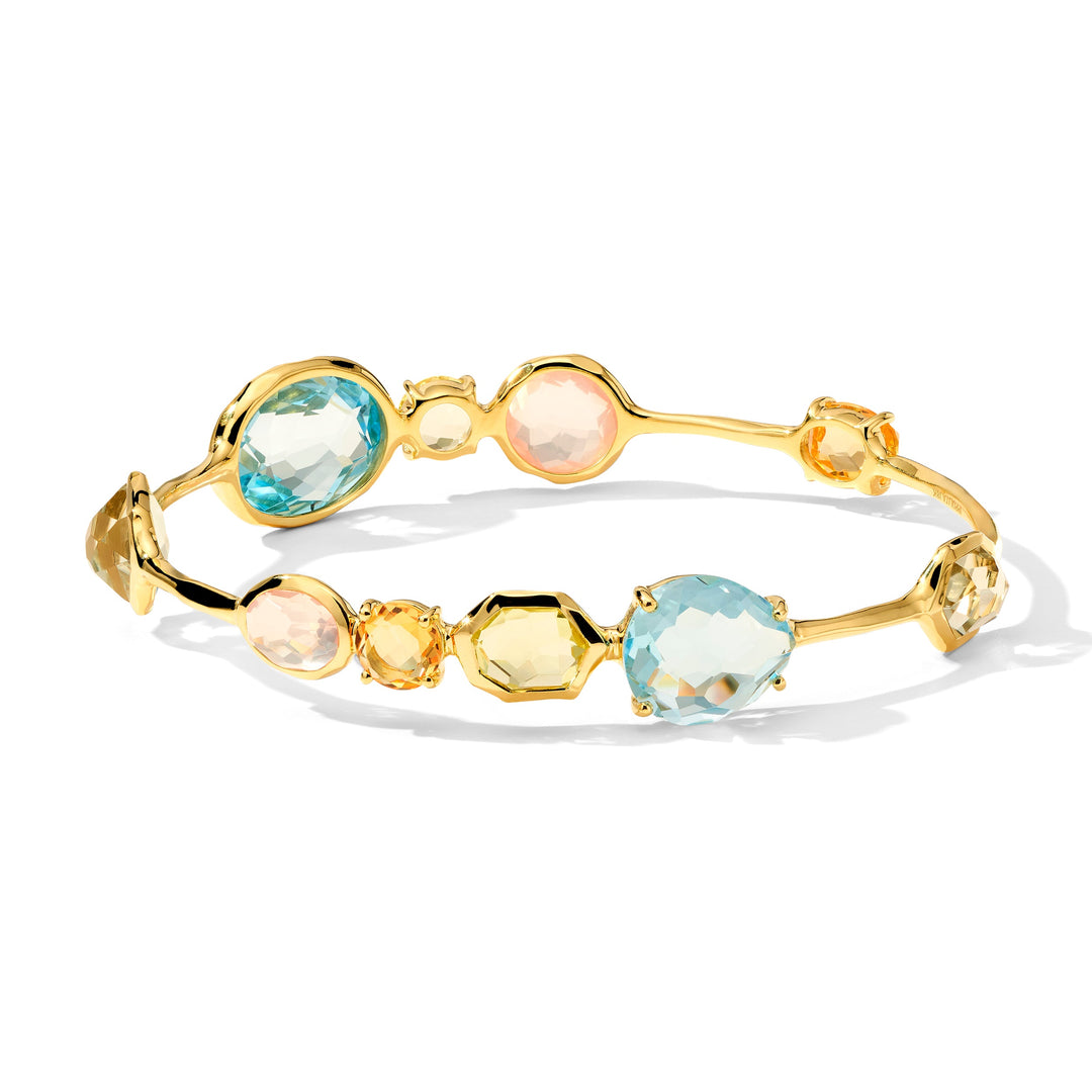 Aqua Blue Stone 18K Gold Gelato Kiss Bangle - Product View | IPPOLITA