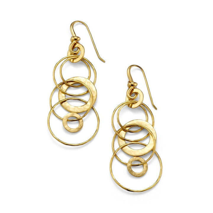 Gold Hammered Jet Set Drop Earrings - Product View | IPPOLITA