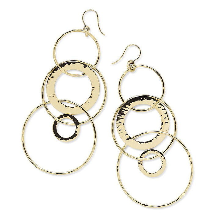 18K Gold Hammered Jet Set Interlocked Circle Earrings - Product View | IPPOLITA