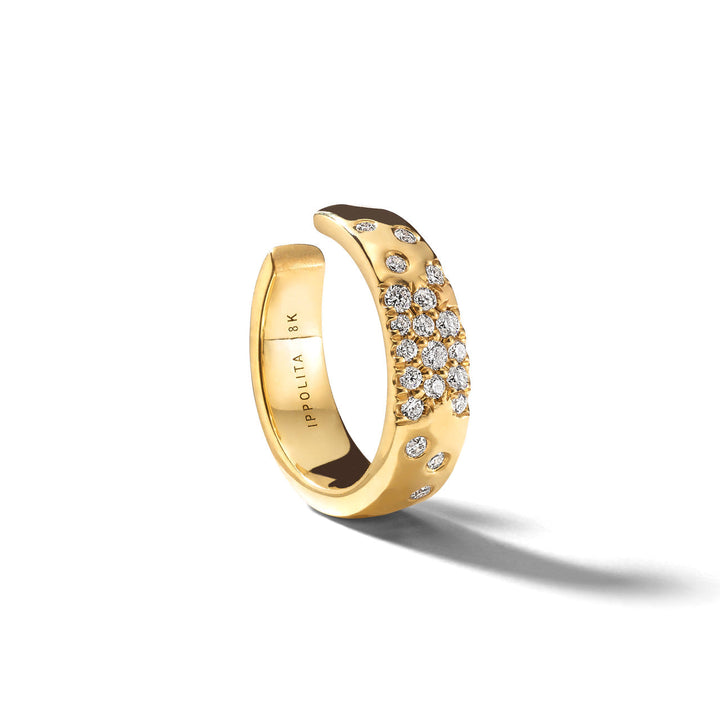 18K Gold Diamond Huggie Hoop Ear Cuff - Side View | IPPOLITA