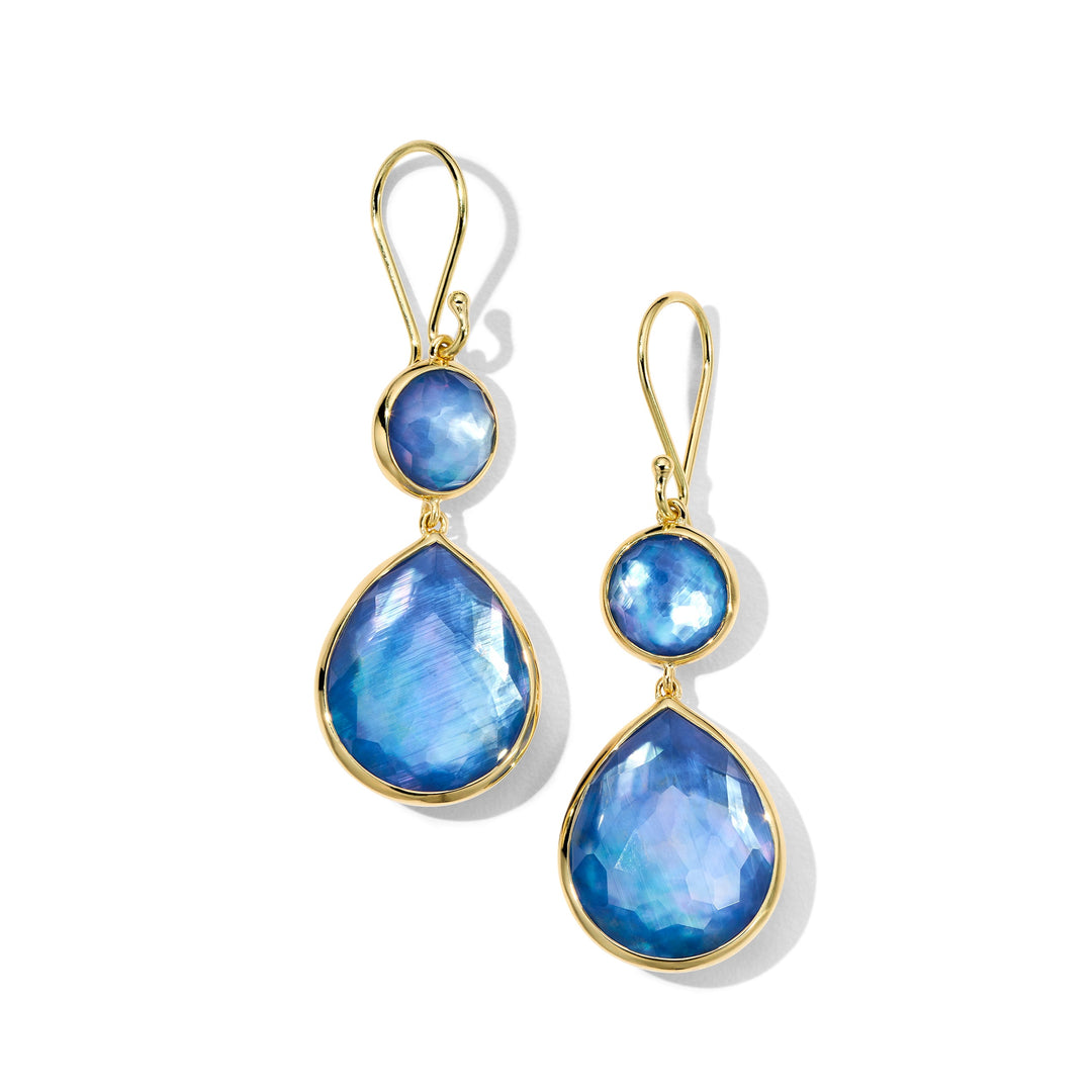 Blue Triplet 18K Gold Snowman Teardrop Earrings - Front View | IPPOLITA