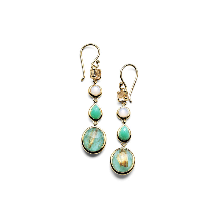 Small 4-Stone Linear Drop Earrings