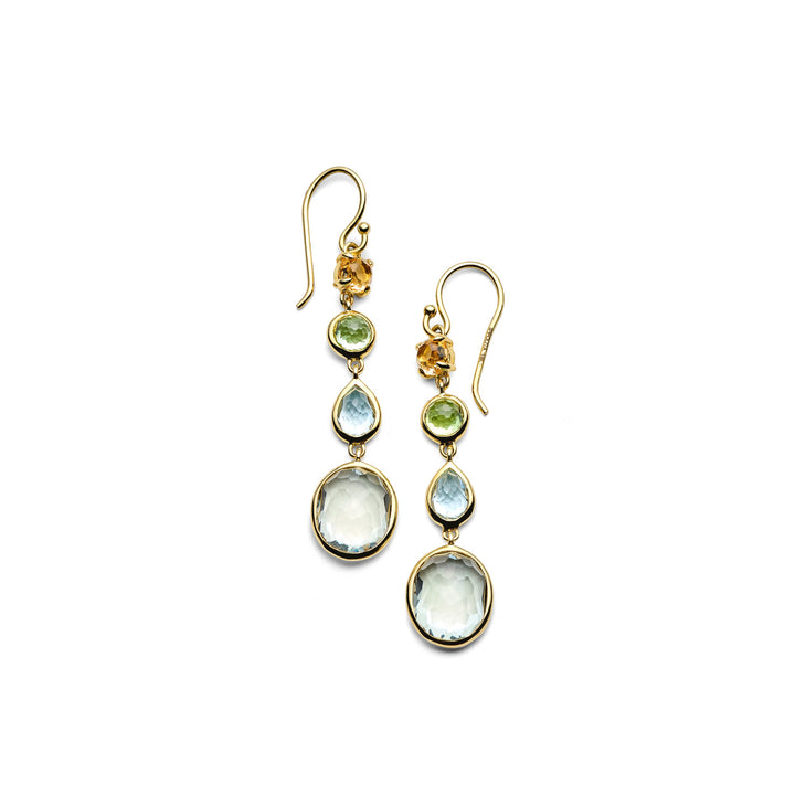 Small 4-Stone Linear Drop Earrings