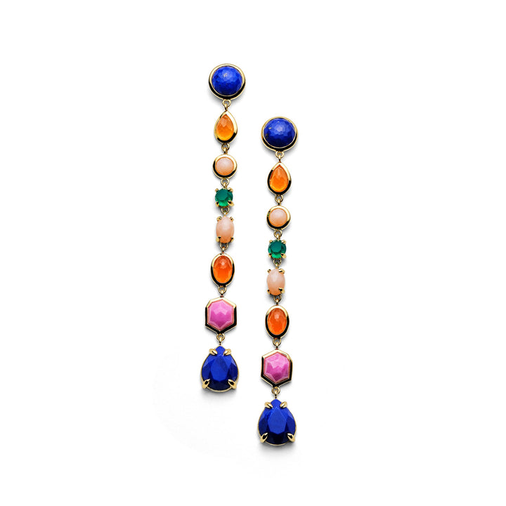 Small 8-Stone Linear Drop Earrings