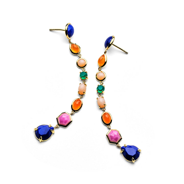 Small 8-Stone Linear Drop Earrings