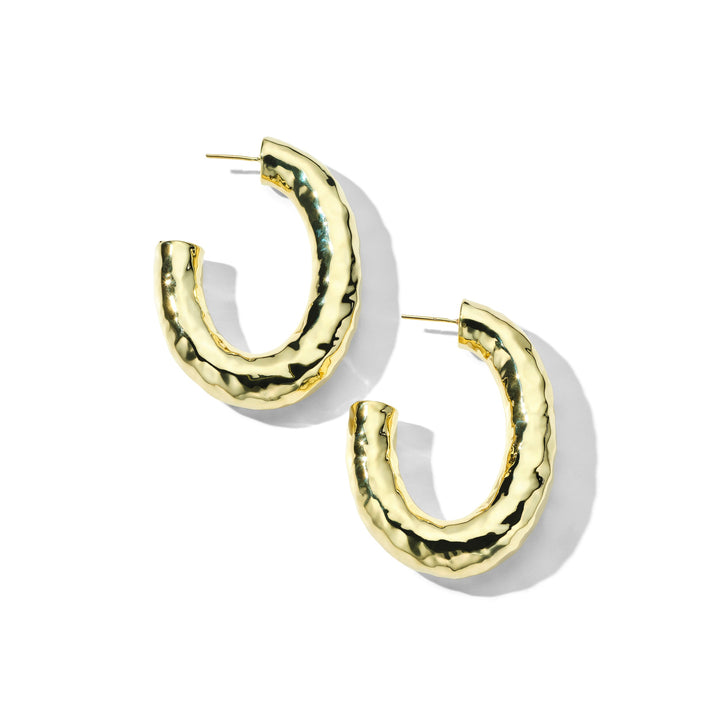Hammered Oval Hoop Earrings