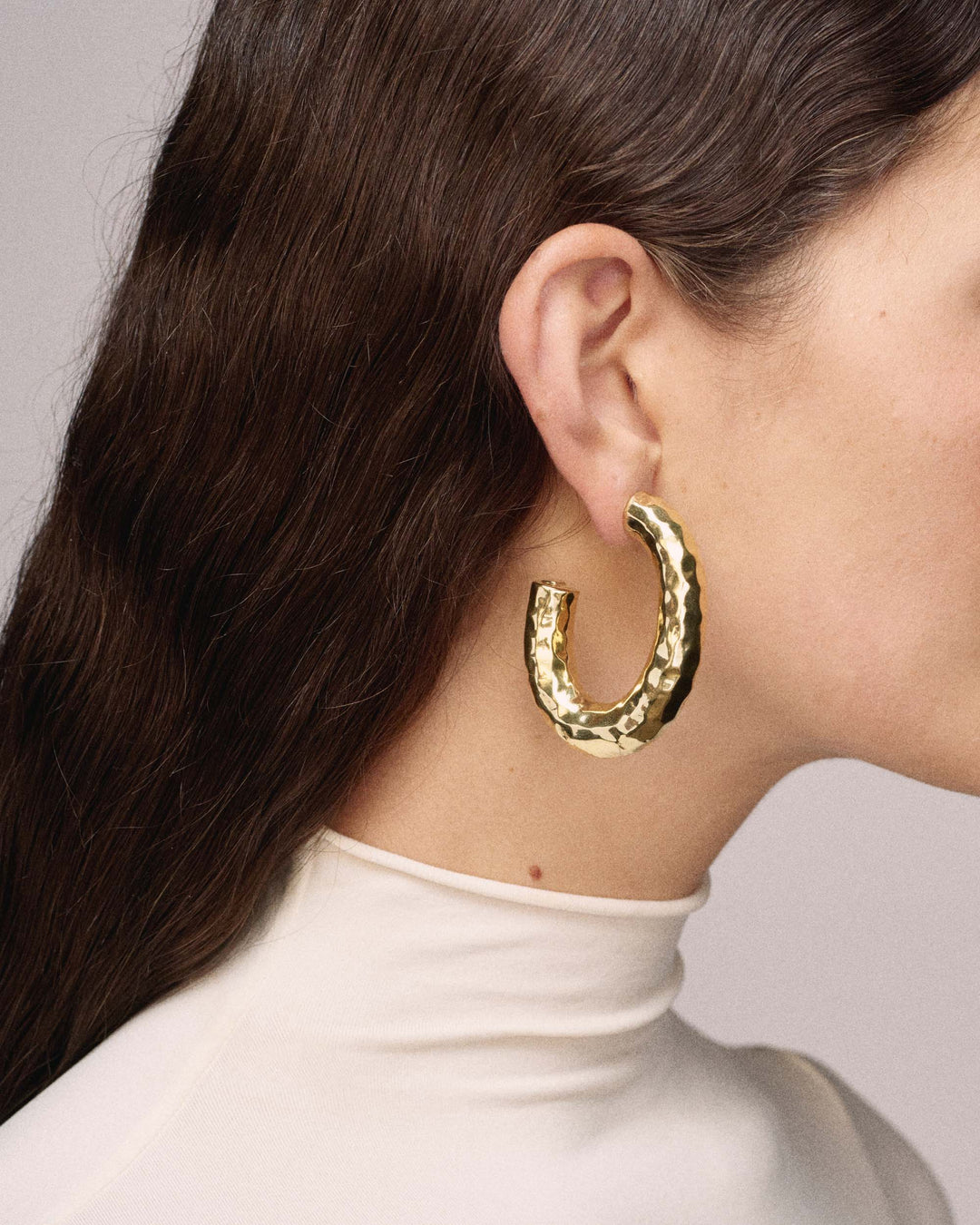 Hammered Oval Hoop Earrings