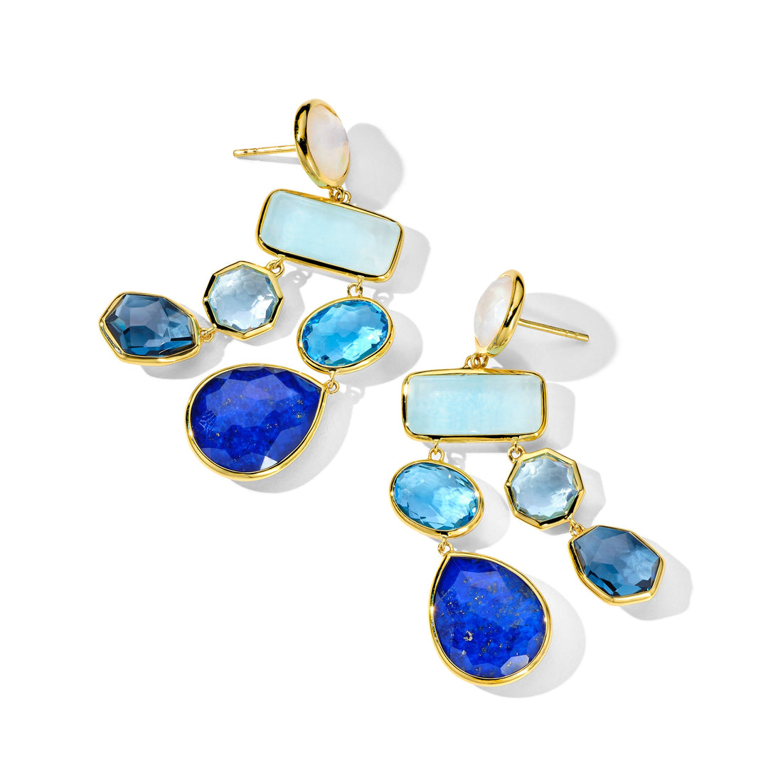 Blue Moonstone 18K Gold Chandelier Earrings - Side Angle | IPPOLITA