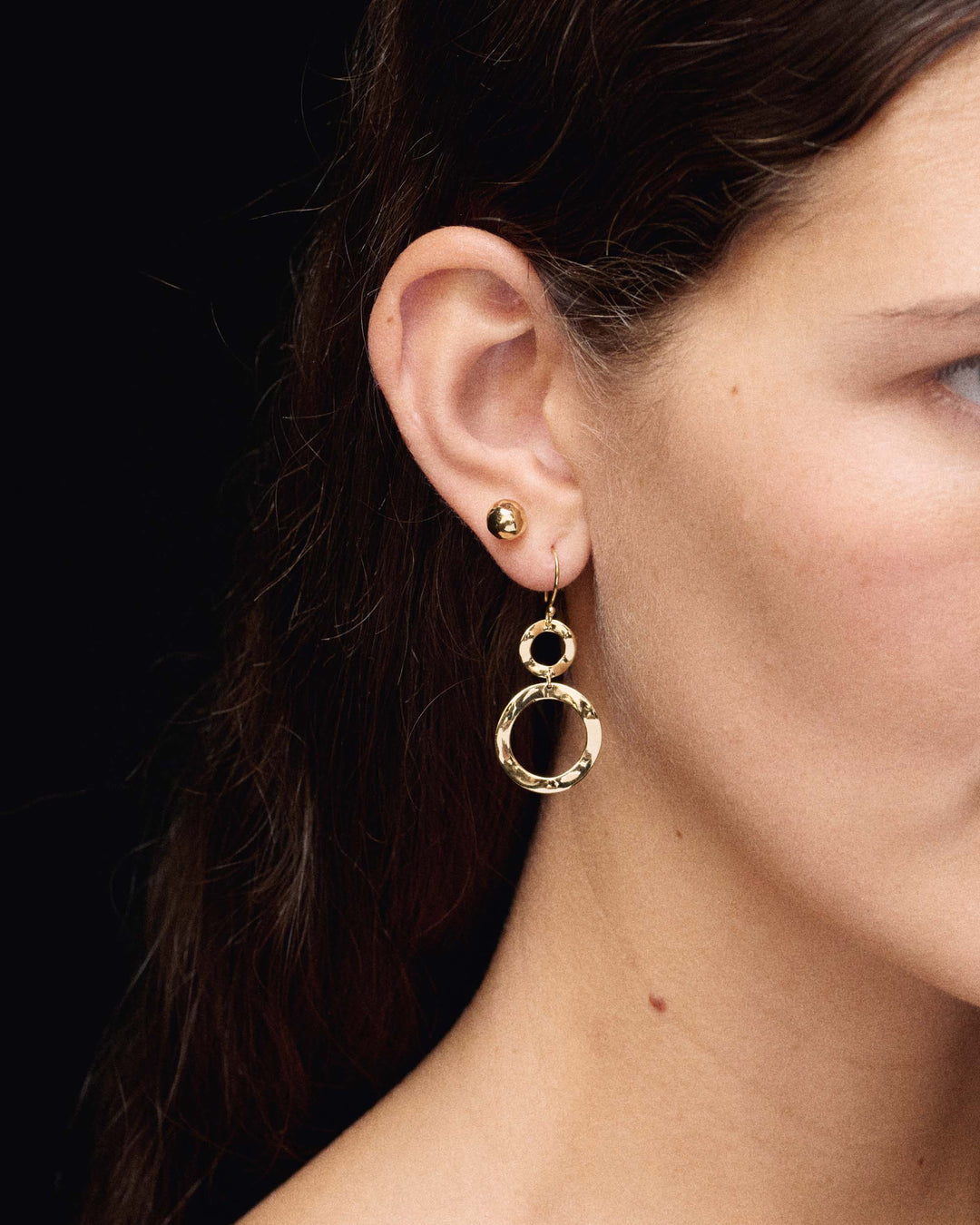 Small Hammered Pinball Stud Earrings
