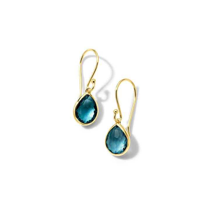 London Blue Topaz 18K Gold Teeny Teardrop Earrings - Studio View | IPPOLITA