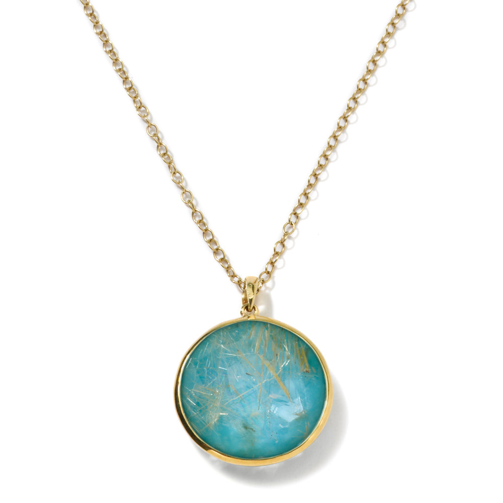 GOLDEN RUTILATED QUARTZ OVER TURQUOISE DOUBLET
