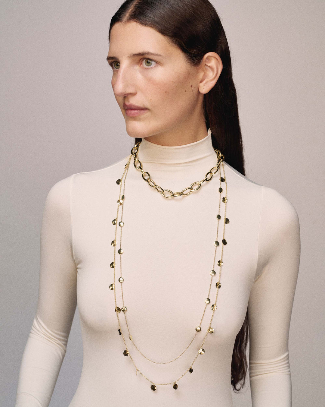 Short Hammered Bastille Link Necklace  18"