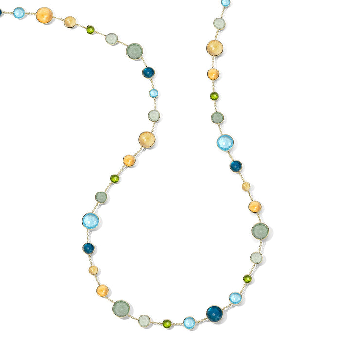 18K Gold Lollitini Long Necklace in Giotto Multi-Stone, Full Length View | IPPOLITA