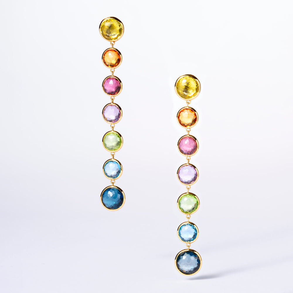 Rainbow 18K Gold 7-Stone Chandelier Drop Earrings - Studio Flat Lay | IPPOLITA