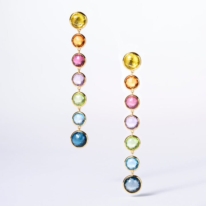 Rainbow 18K Gold 7-Stone Chandelier Drop Earrings - Studio Flat Lay | IPPOLITA
