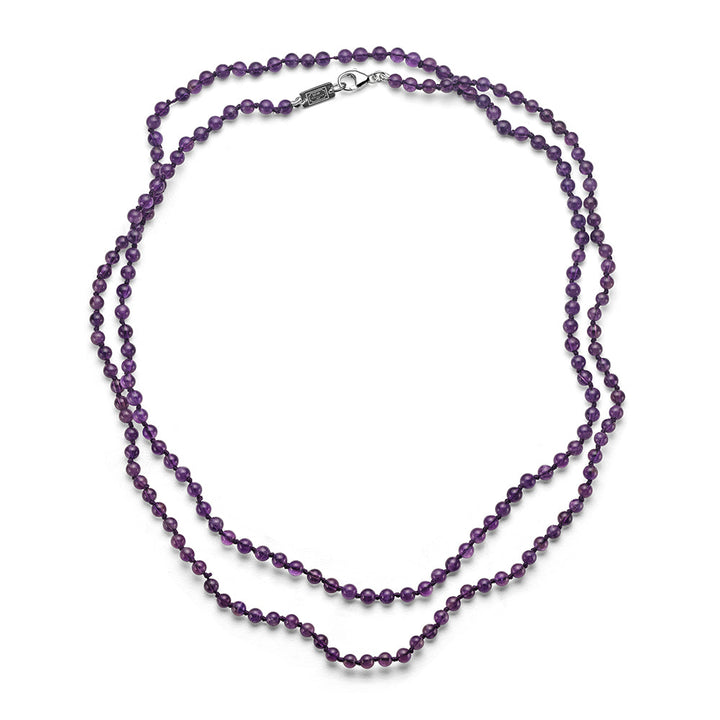 Long Beaded Necklace in Amethyst