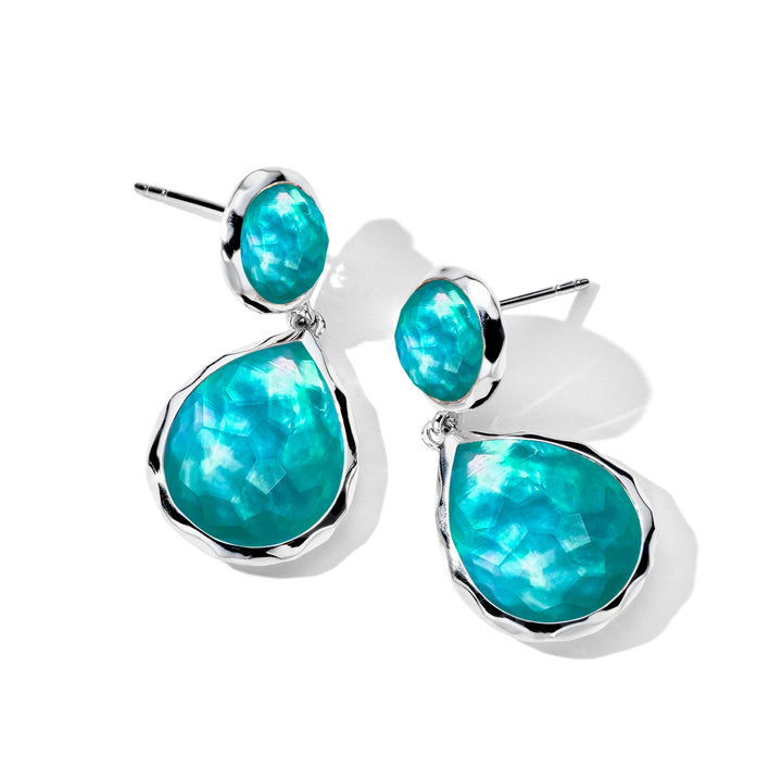 2-Stone Dangle Post Earrings
