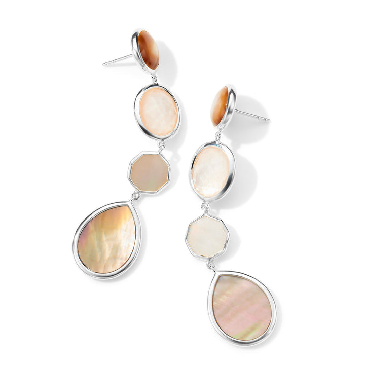 Dahlia Shell Inlay Rock Candy Linear Drop Earrings in 925 Silver - Side View | IPPOLITA