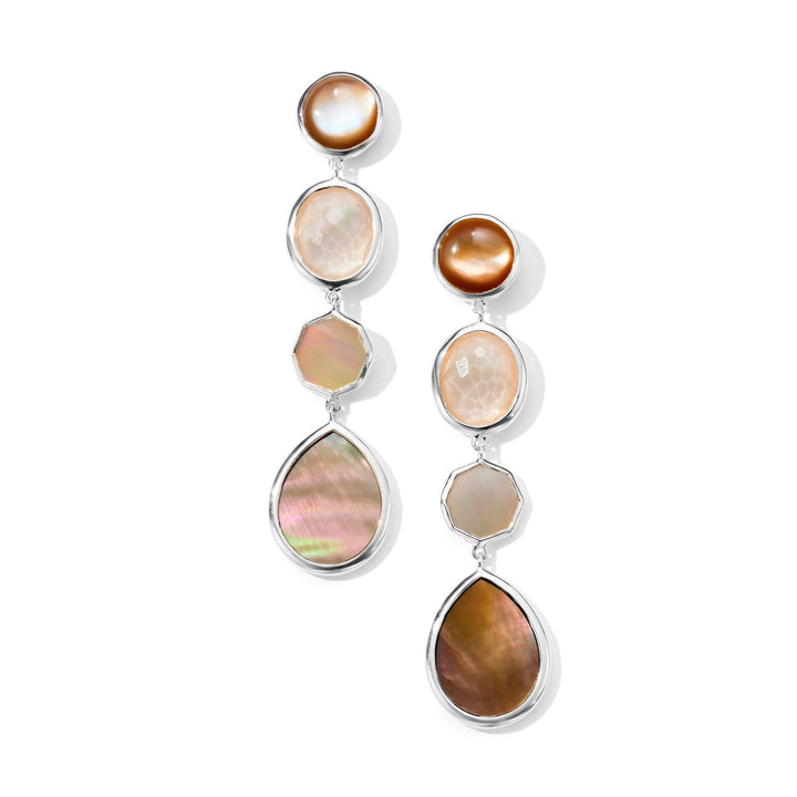 Dahlia Shell Inlay Rock Candy Linear Drop Earrings in 925 Silver - Front View | IPPOLITA