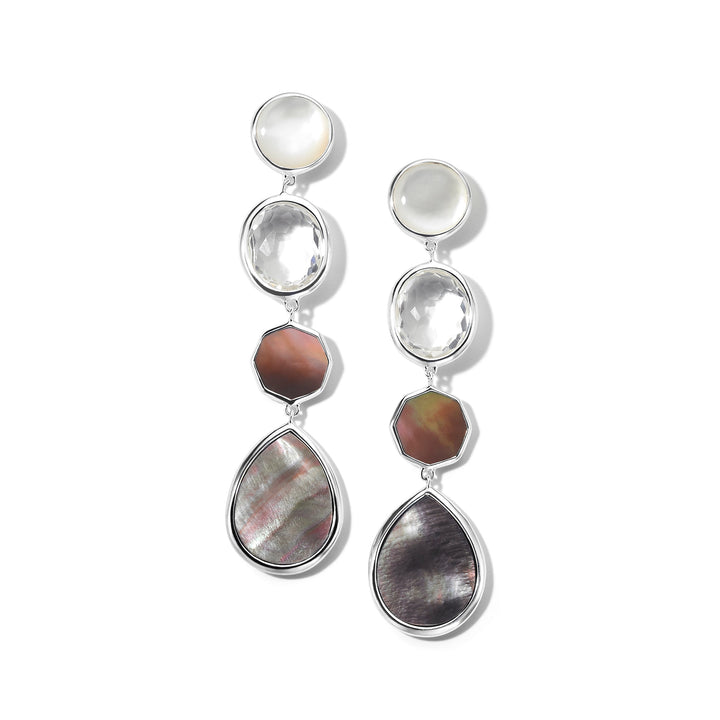 Sabbia Mother-of-Pearl Rock Candy Linear Drop Earrings in 925 Silver - Front View | IPPOLITA
