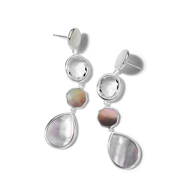 Sabbia Mother-of-Pearl Rock Candy Linear Drop Earrings in 925 Silver - Side Angle | IPPOLITA