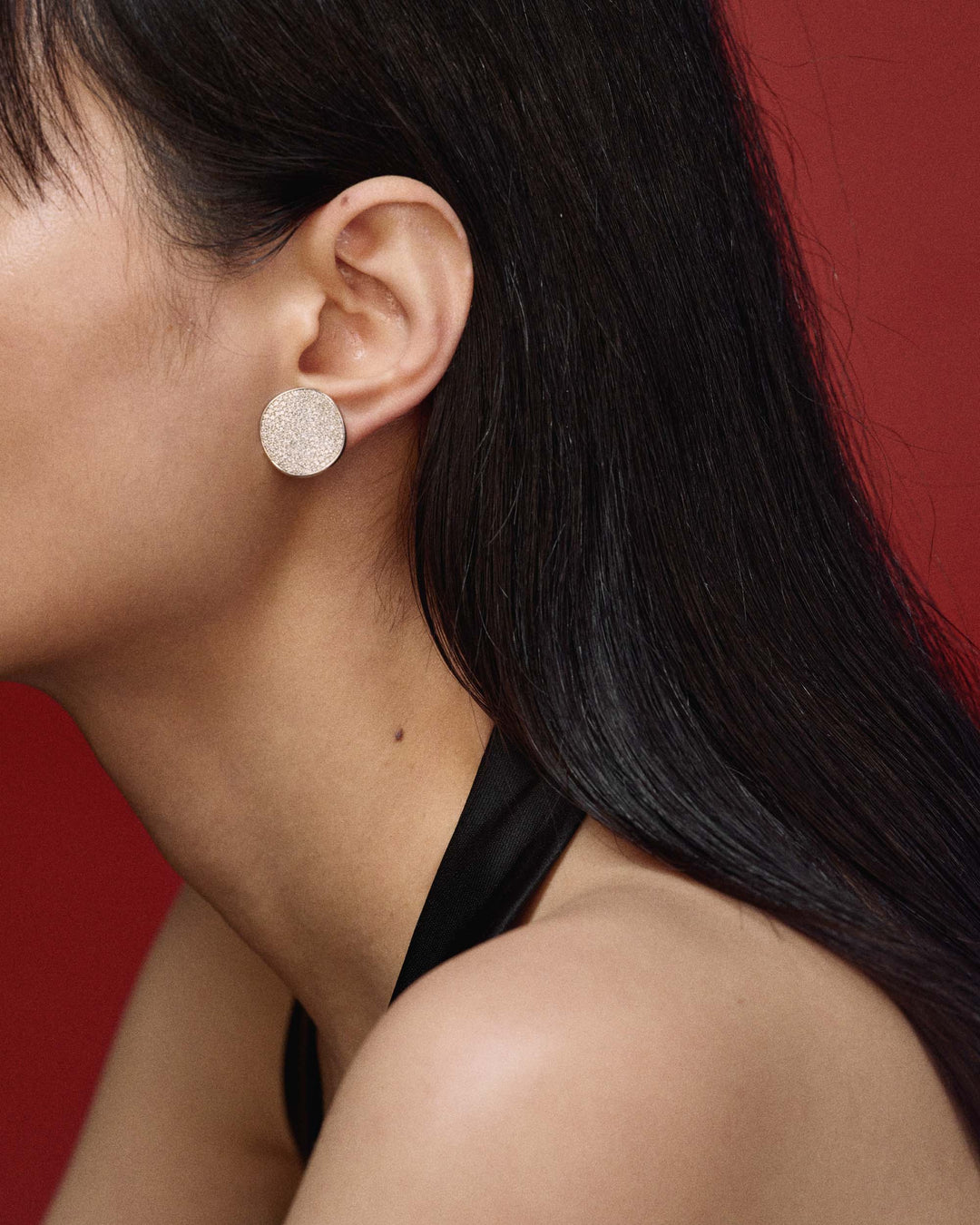 Large Flower Disc Clip Earrings