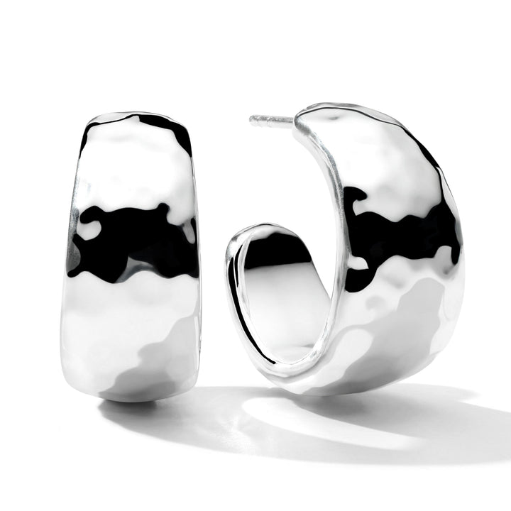 Hammered Hoop Earrings with Tapered Ends