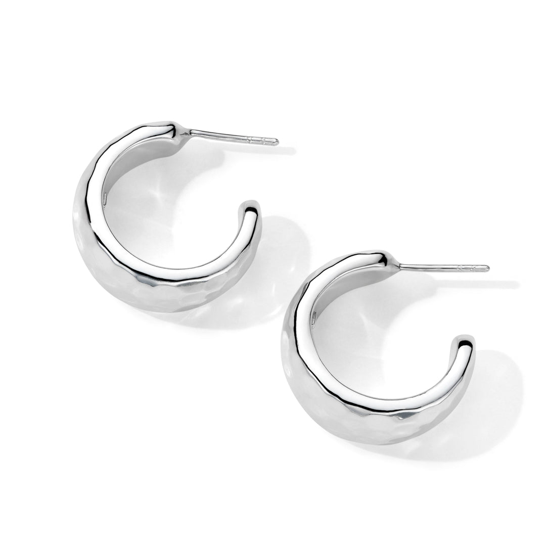 Hammered Hoop Earrings with Tapered Ends
