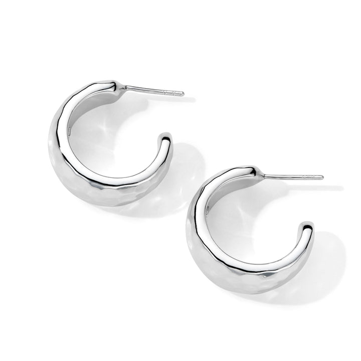 Hammered Hoop Earrings with Tapered Ends