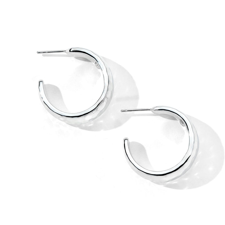 Small Hammered Hoop Earrings with Tapered Ends