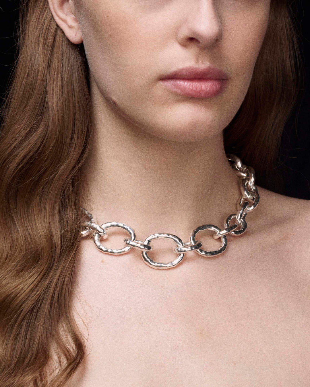 Large Linked Hammered Bastille Necklace