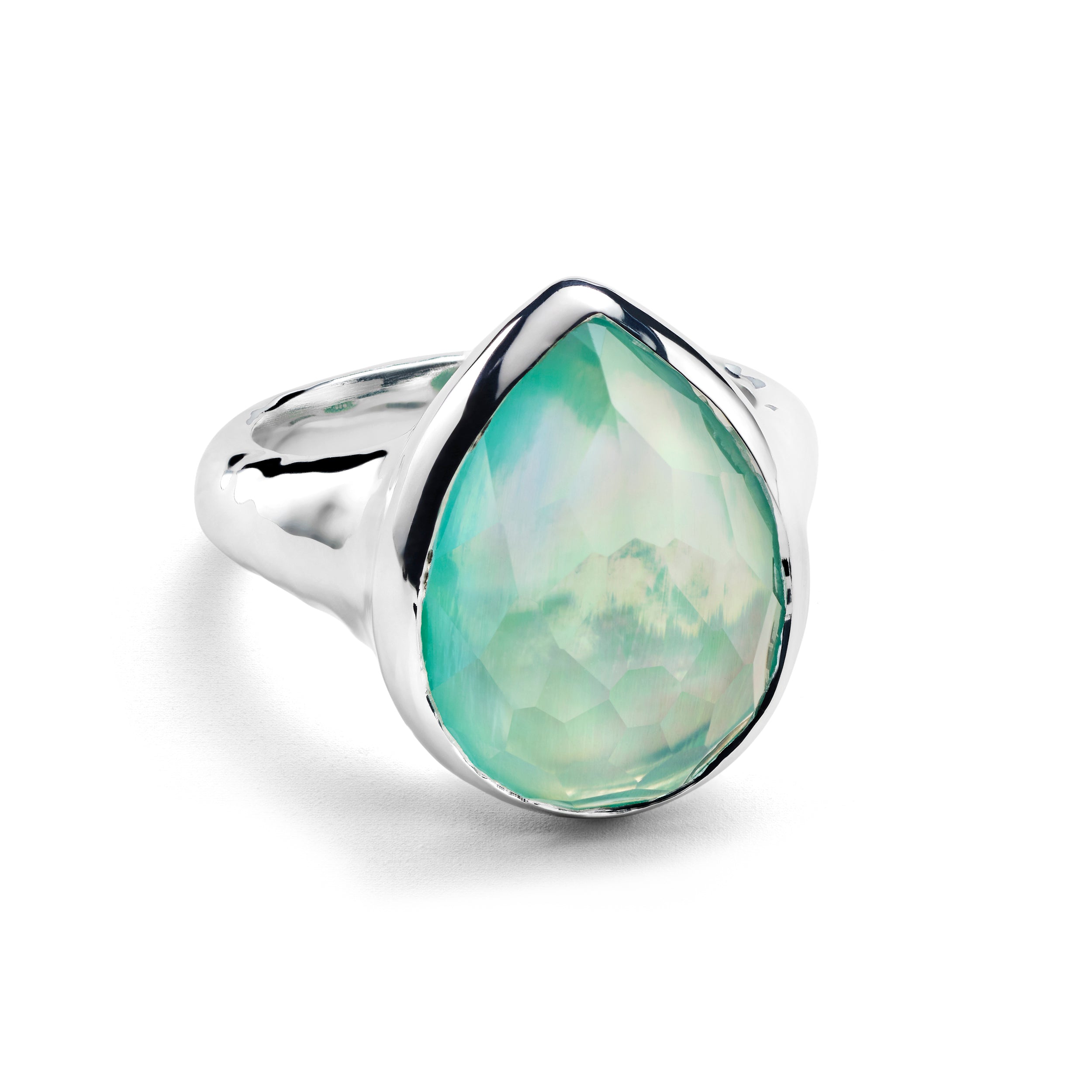 ROCK CRYSTAL MOP DYED GREEN AGATE TRIPLET