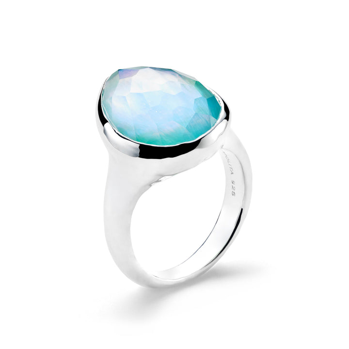 Rock Candy Teardrop Ring, Green Agate Triplet & 925 Silver - Side Profile Detail | IPPOLITA