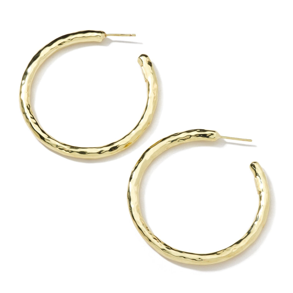 18K Gold Medium Hammered Hoop Earrings - Flat Lay | IPPOLITA