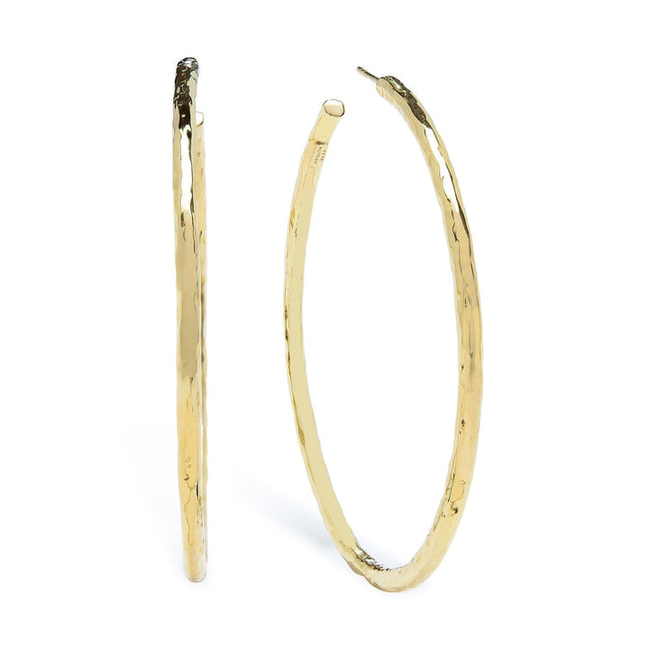 18K Gold Extra Large Hammered Hoop Earrings - Side View | IPPOLITA