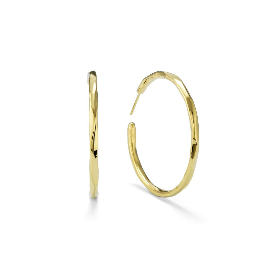 18K Gold Medium Faceted Hoop Earrings - Side View | IPPOLITA