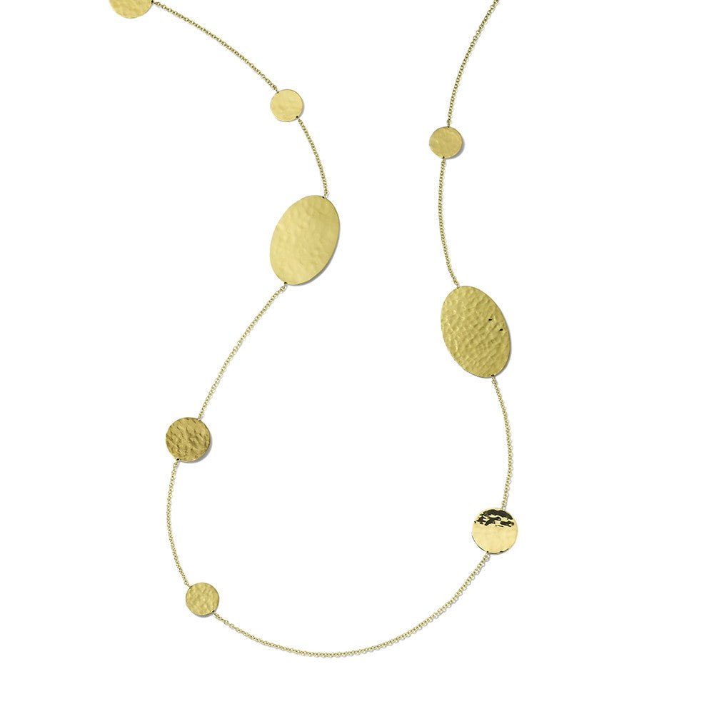 Crinkle Hammered Oval & Circles Necklace