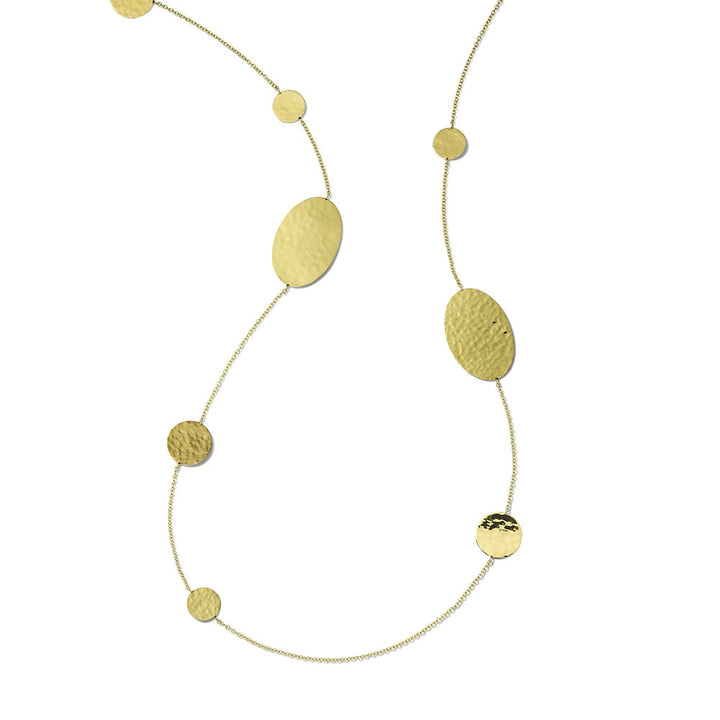 Crinkle Hammered Oval & Circles Necklace