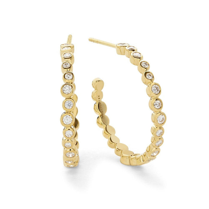 18K Gold Diamond Starlet Studded Hoop Earrings - Front View | IPPOLITA