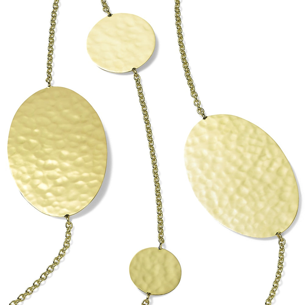 Crinkle Hammered Oval & Circles Necklace