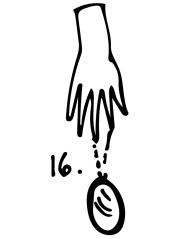 <strong>#16</strong> Wood hand holding a pendant, butterfly wing and rock crystal